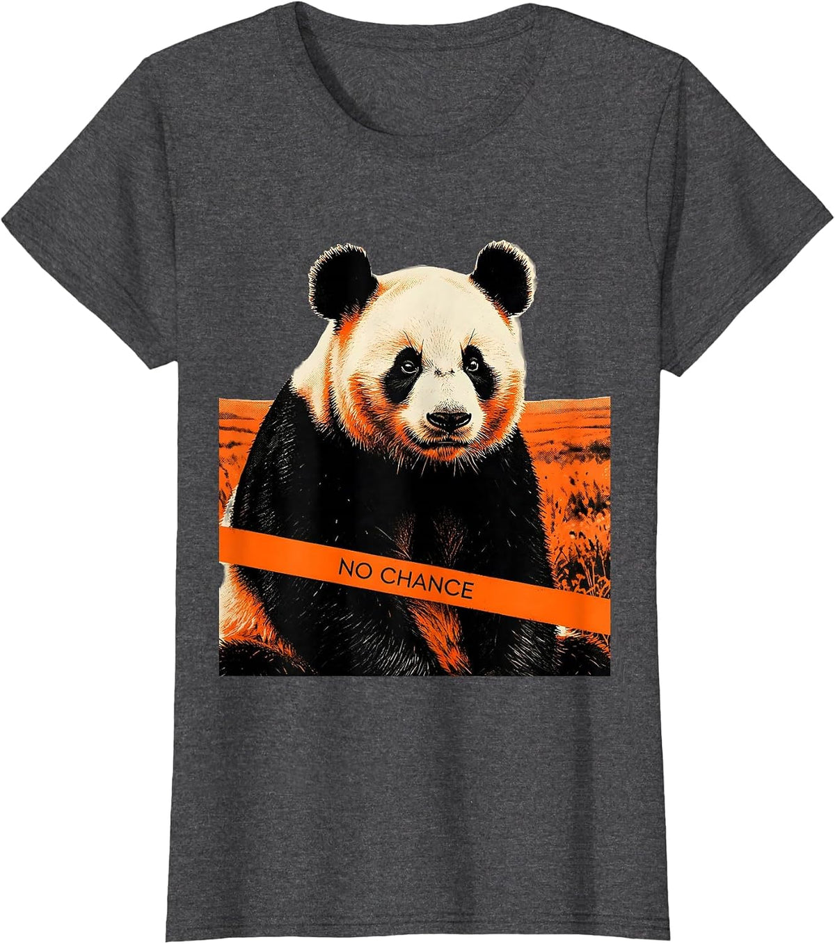 Women's No Chance Risograph Panda Bear Novelty Animal Humor Gift T-Shirt - Dark Heather Grey