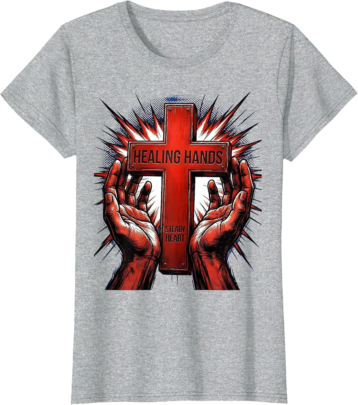 Healing Hands Steady Heart Medical Assistant Design T-Shirt - Heather Grey