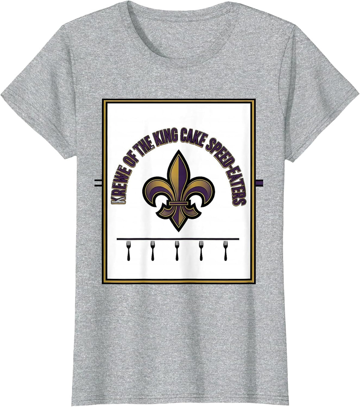 Women's Krewe Of The King Cake Speed-Eaters Sports Mardi Gras Party T-Shirt - Heather Grey
