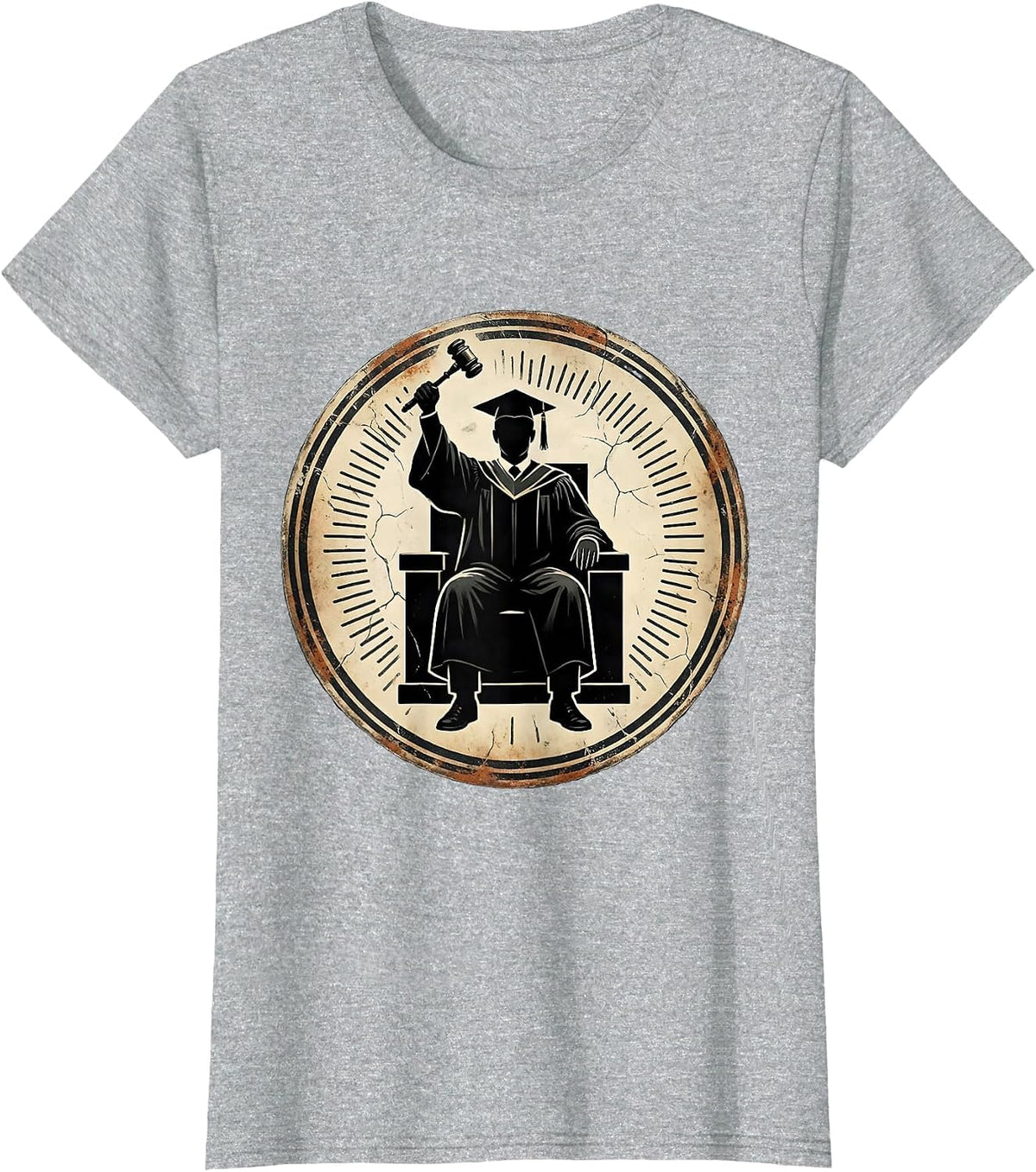 Doctoral Graduate Distressed Graduation Gift T-Shirt - Heather Grey