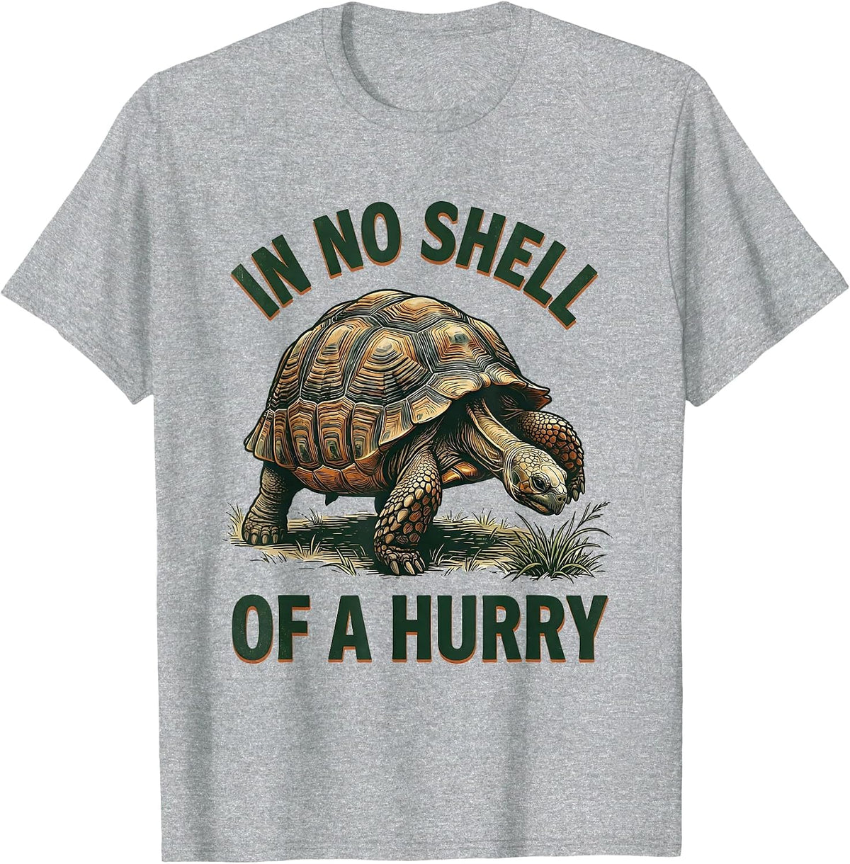 Men's In No Shell Of A Hurry Vintage Funny Tortoise Lover Gift T-Shirt - Heather Grey