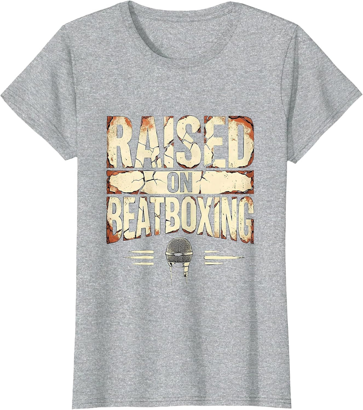 Women's Raised On Beatboxing Distressed Vintage 90s Hip Hop Rap T-Shirt - Heather Grey