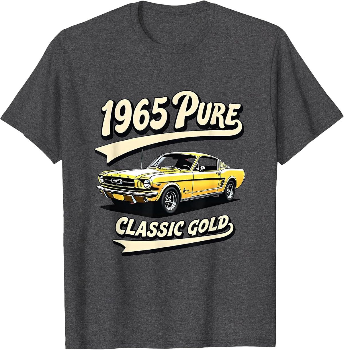1965 Pure Classic Gold Vintage Design T-Shirt - Dark Heather Grey