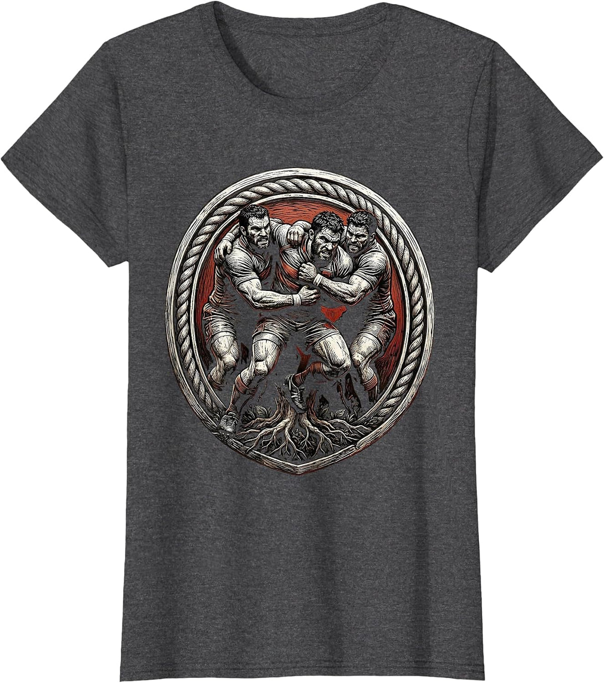 Women's Rugby Maul Formation Graphic Illustration T-Shirt - Dark Heather Grey