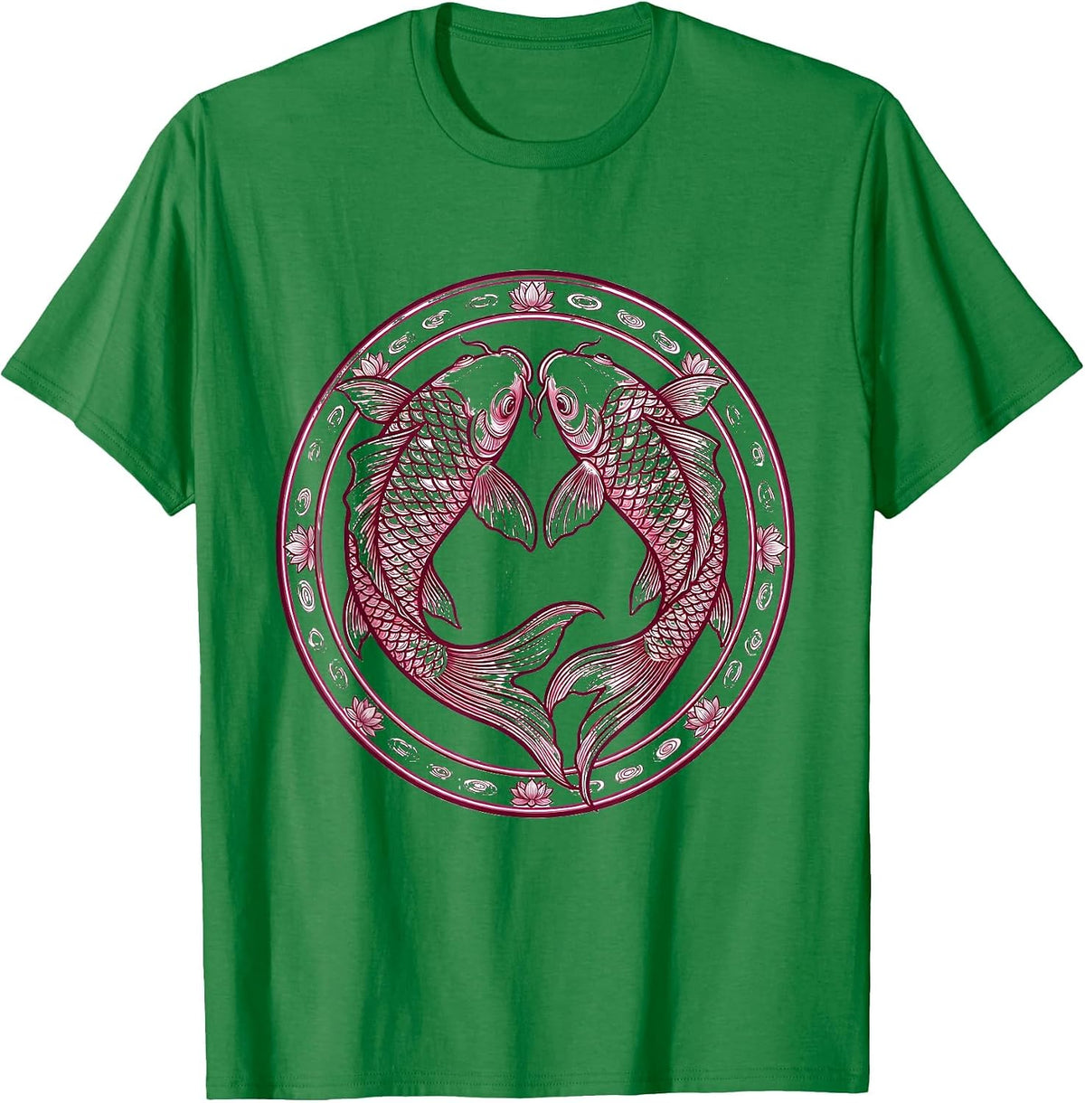 Men's Pink Koi Fish Breast Cancer Awareness Design T-Shirt - Kelly Green