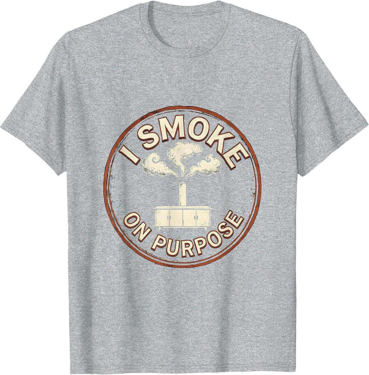 Men's I Smoke On Purpose Funny BBQ Pitmaster Grilling Humor T-Shirt - Heather Grey