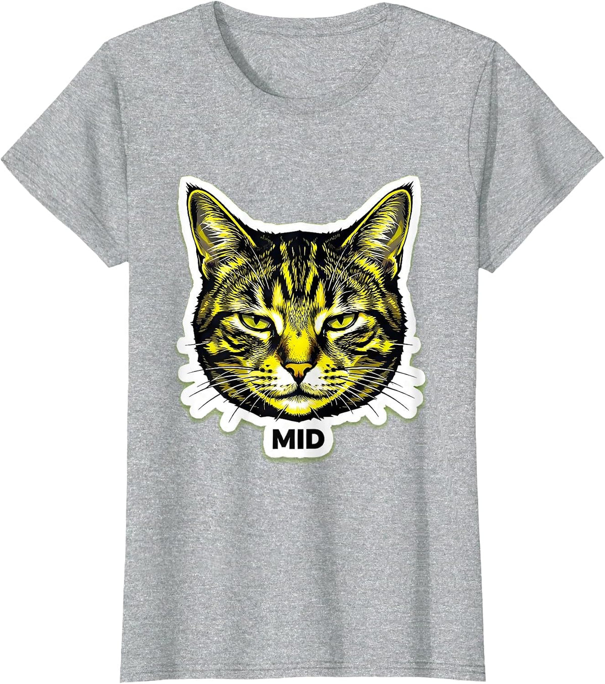 mid Funny Unimpressed Tabby Cat Meme Silly Cat Lover Gift T-Shirt - Heather Grey