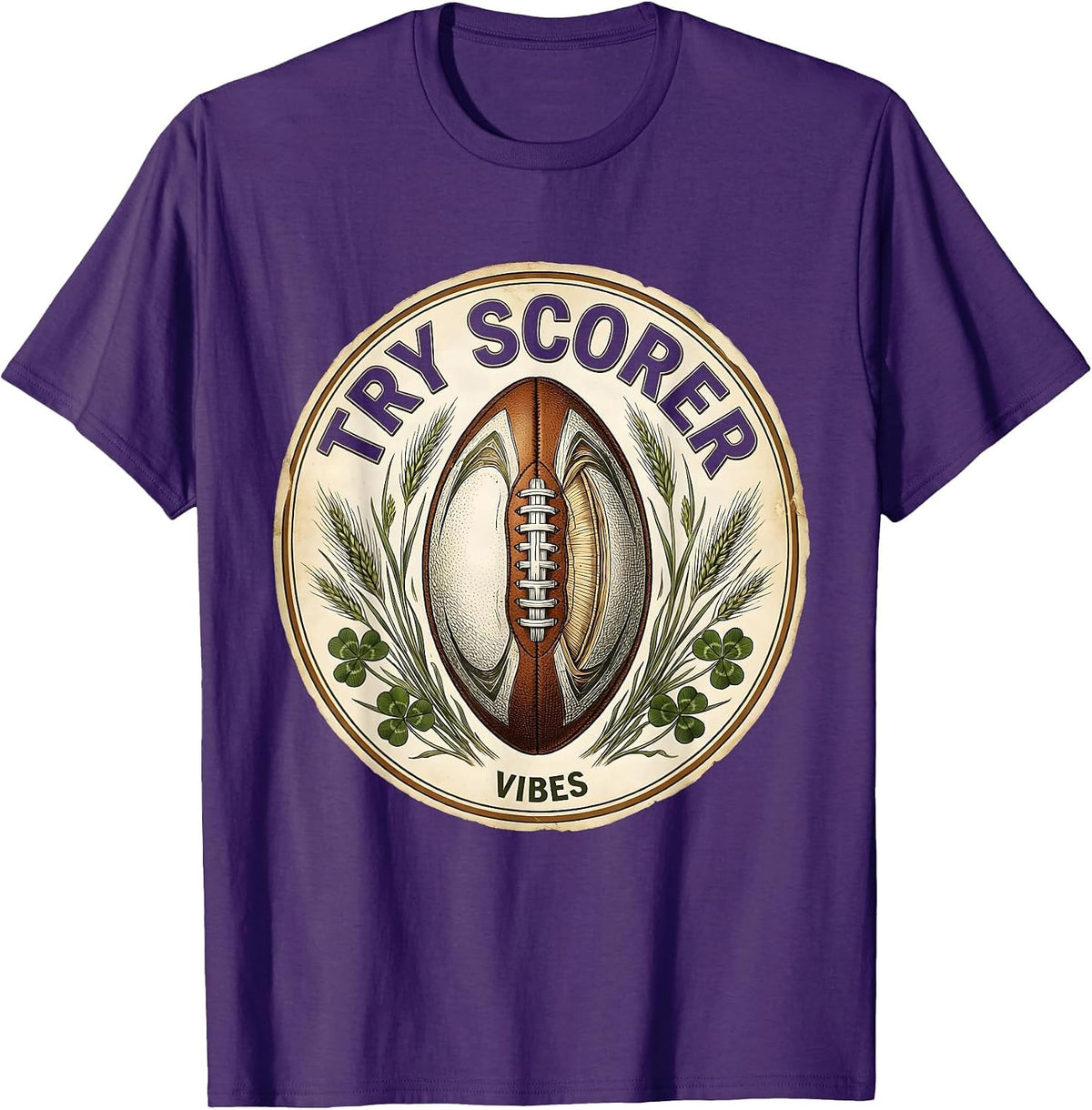 Try Scorer Vibes Rugby Graphic Design T-Shirt - Purple