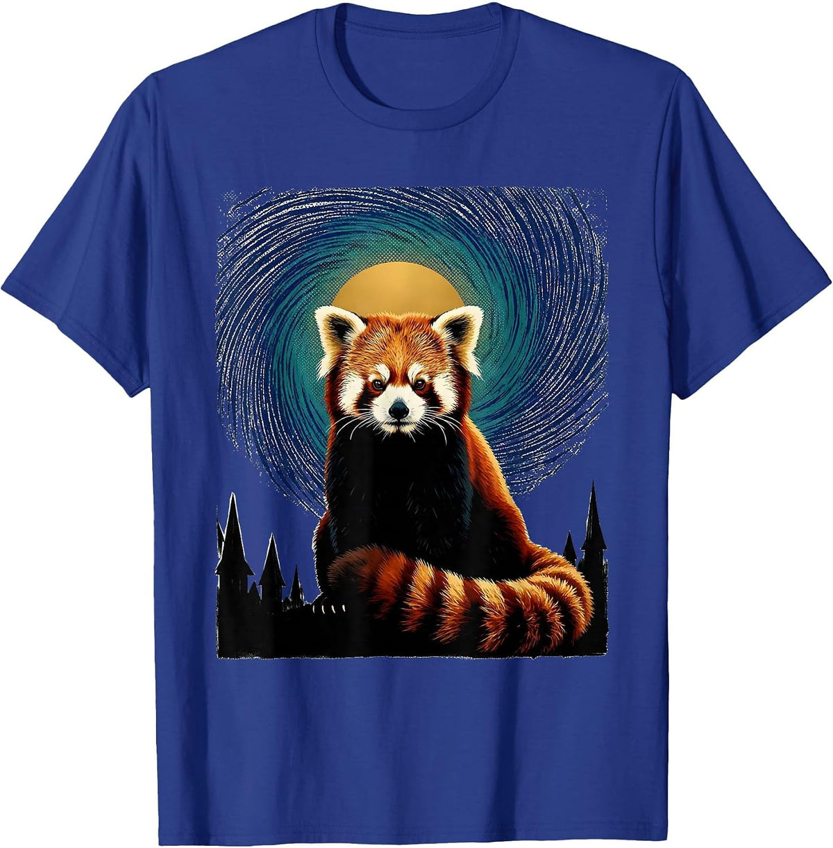 Red Panda Van Gogh Starry Night Animal Lover Art Meme T-Shirt - Royal Blue