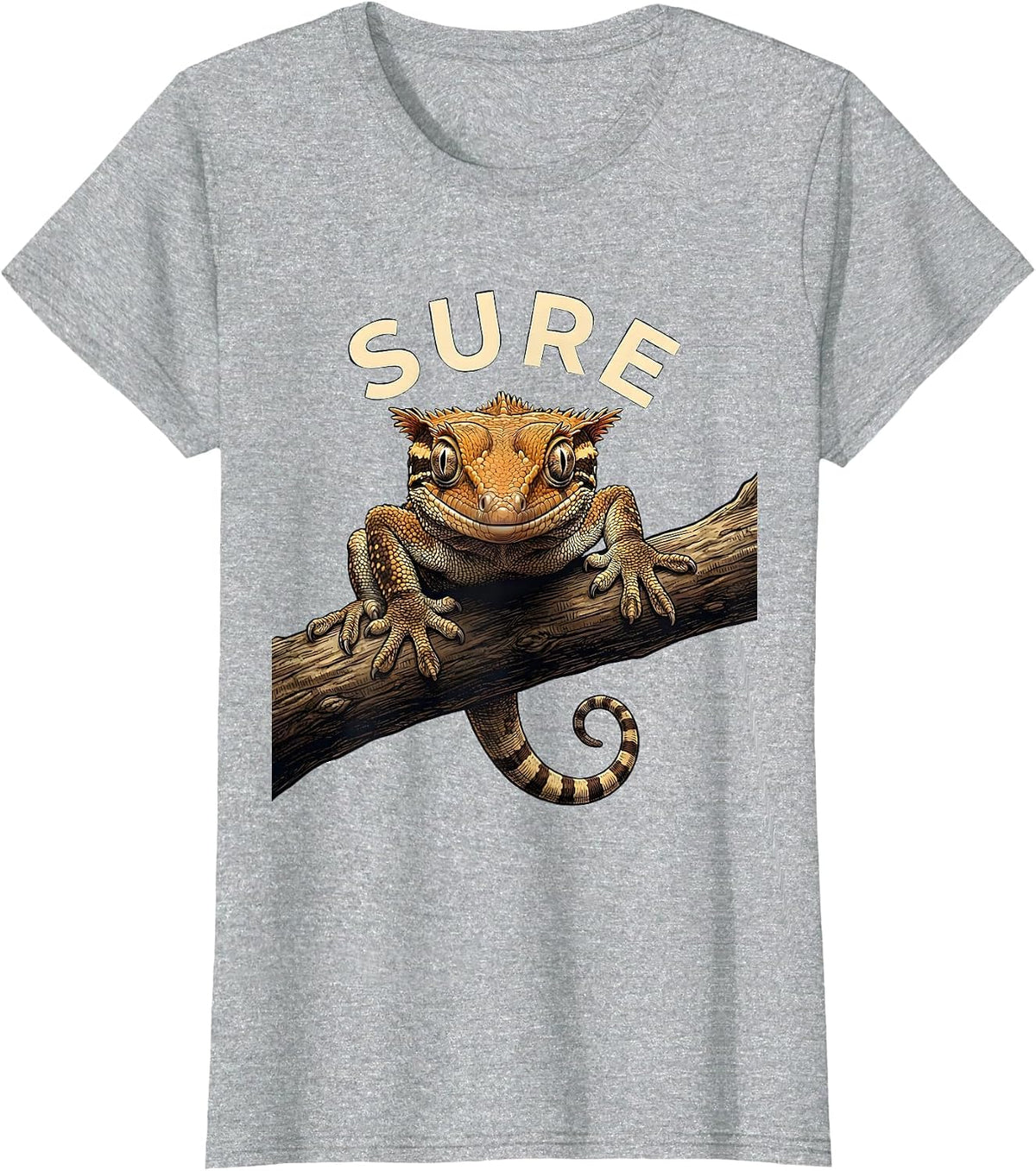 Sure Funny Crested Gecko Pet Lover Reptile Owner Gift T-Shirt - Heather Grey