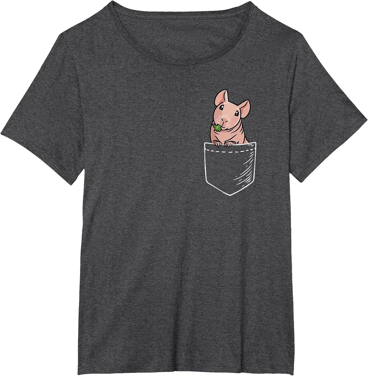 Funny Kawaii Kids Pet Pocket Hairless Guinea Pig Lover T-Shirt - Dark Heather Grey