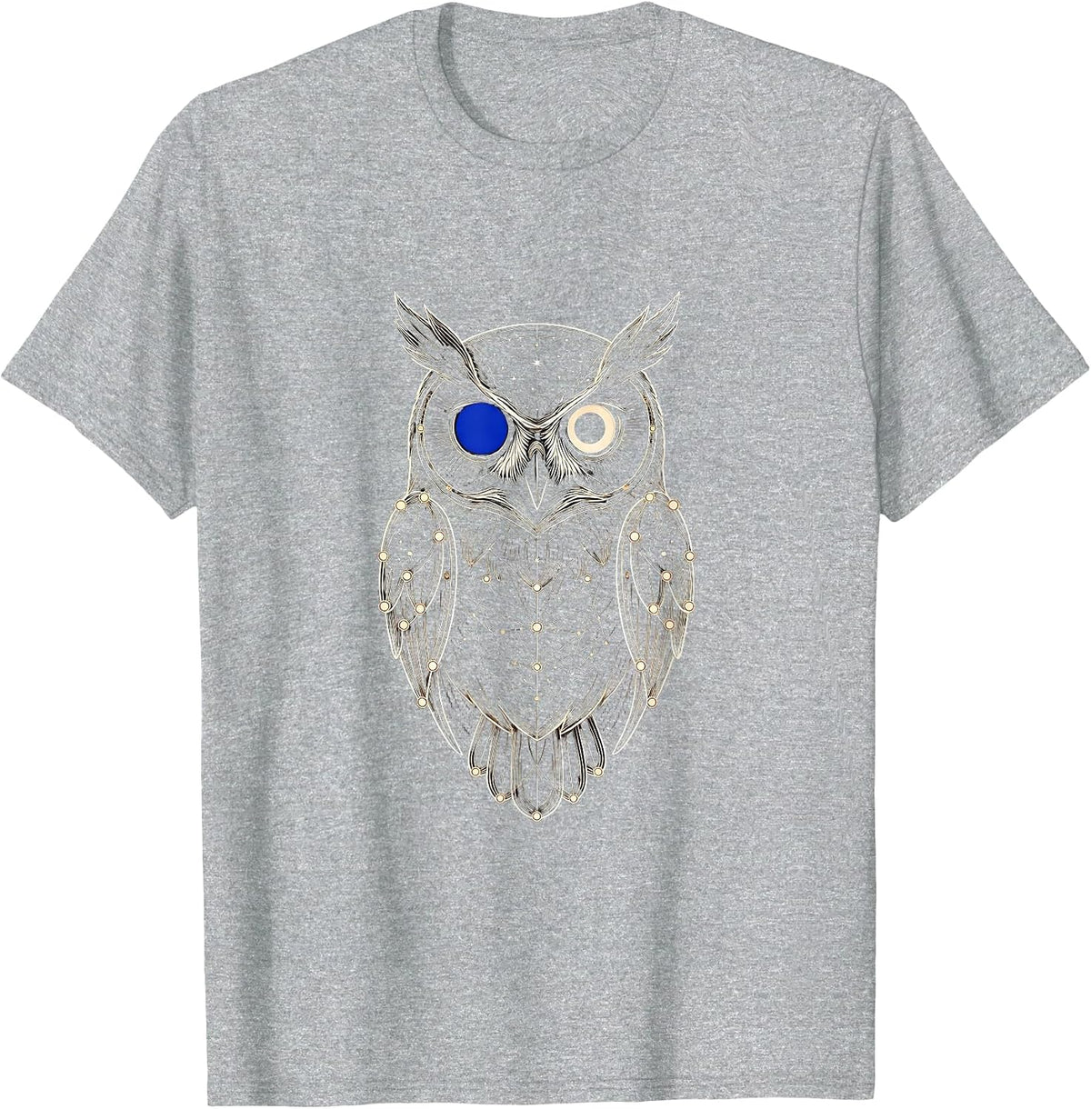Men's Geometric Owl Constellation Animal Line Art T-Shirt - Heather Grey