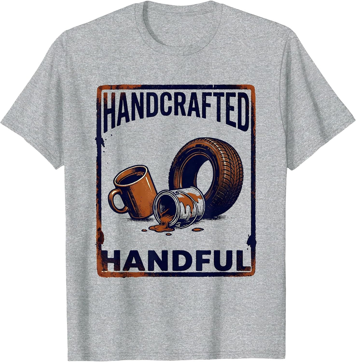 Men's Handcrafted Handful Rubber Stamp Faith Humor Sarcastic T-Shirt - Heather Grey