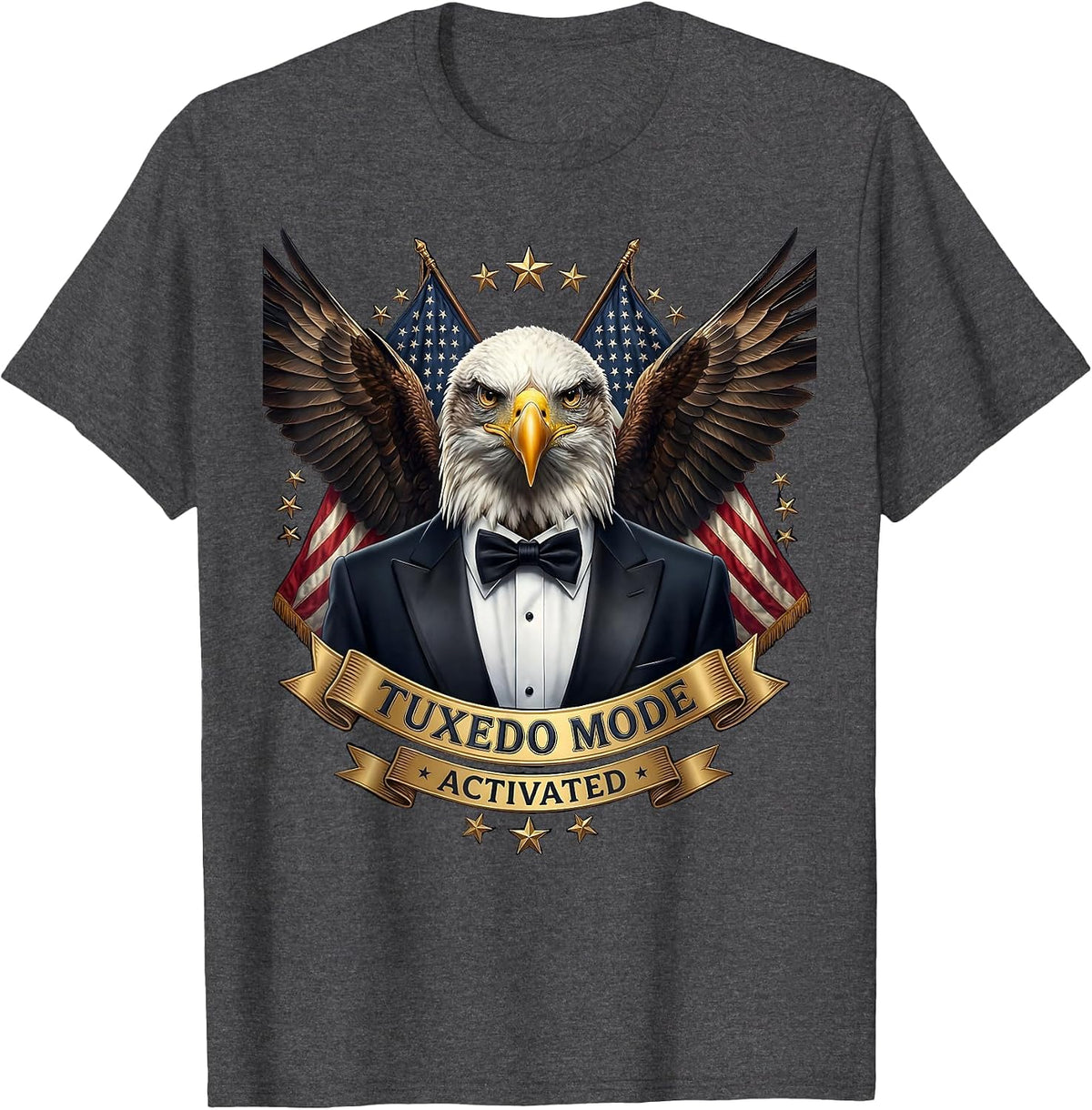 Tuxedo Mode Activated Formal Humor Design T-Shirt - Dark Heather Grey