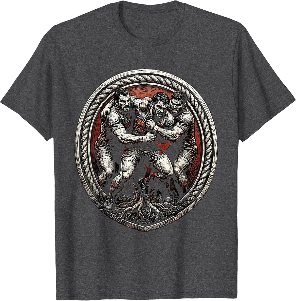 Men's Rugby Maul Formation Graphic Illustration T-Shirt - Dark Heather Grey