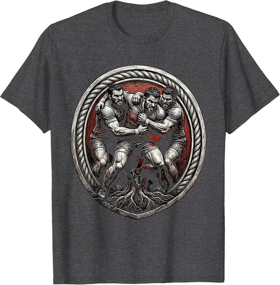 Men's Rugby Maul Formation Graphic Illustration T-Shirt - Dark Heather Grey