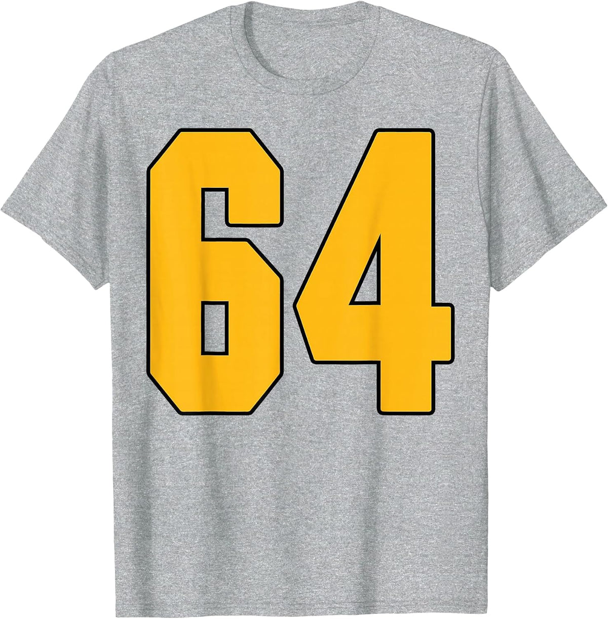 Gold Number 64 Jersey Big #64 Uniform Favorite Player T-Shirt - Heather Grey