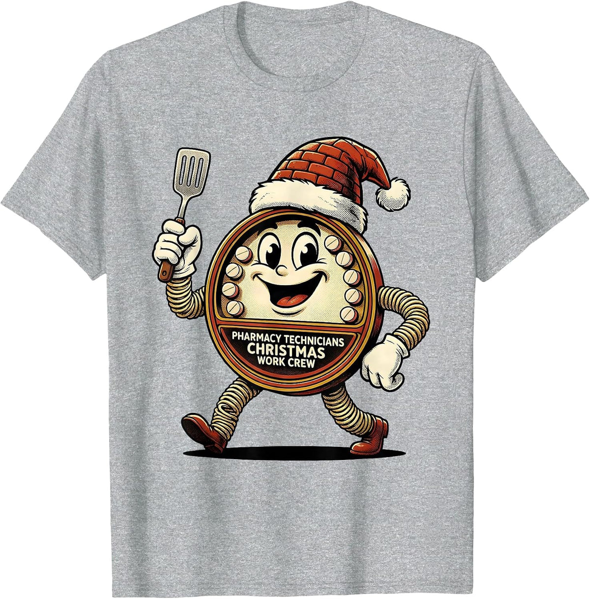 Men's Pharmacy Technicians Christmas Work Crew Funny T-Shirt - Heather Grey