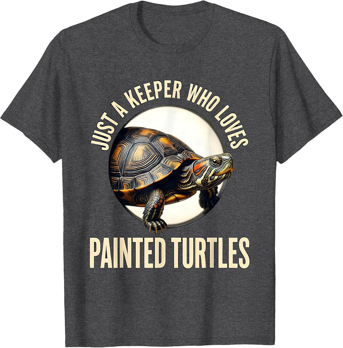 Men's Just A Keeper Who Loves Painted Turtles Reptile Lover T-Shirt - Dark Heather Grey