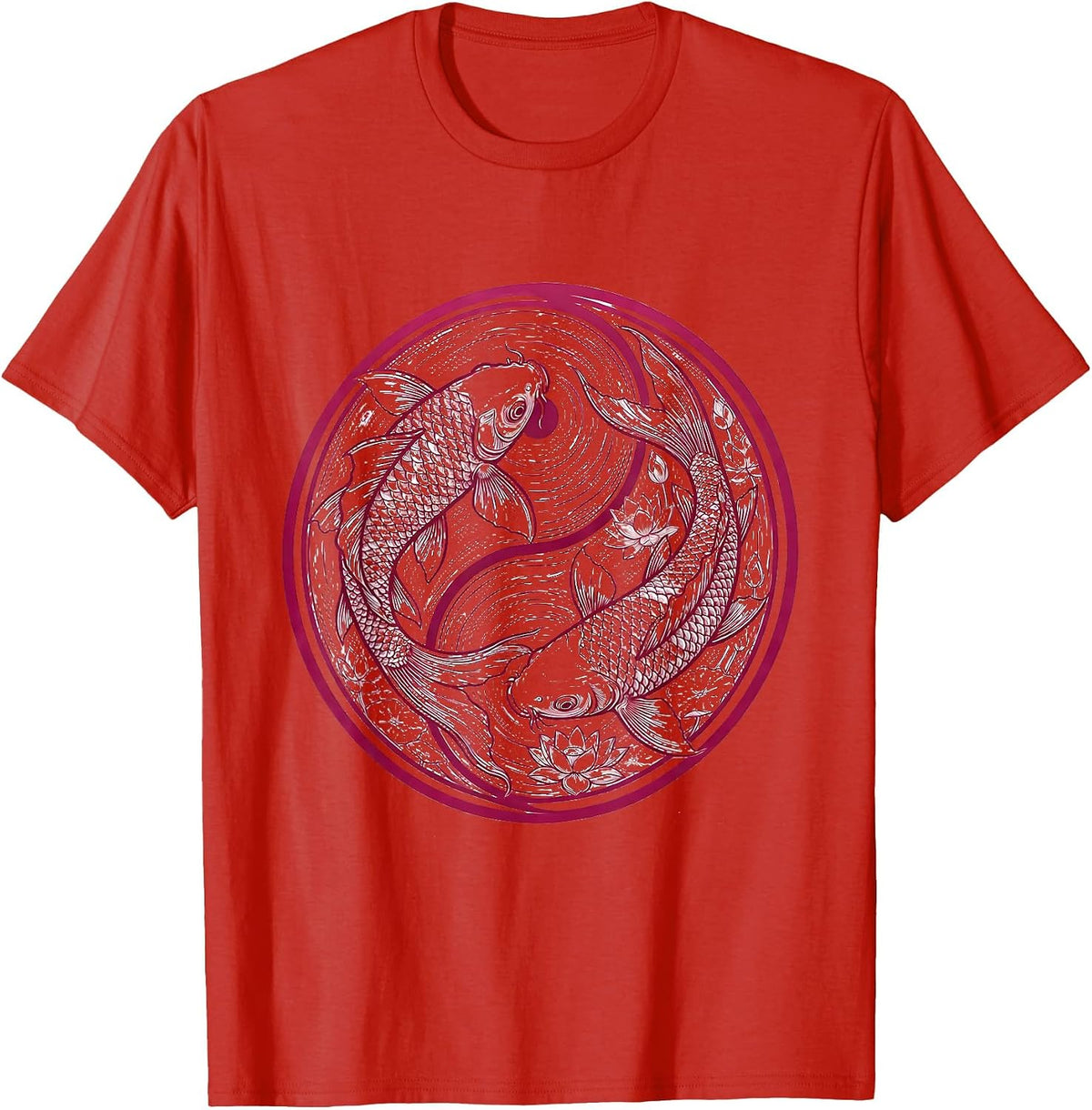 Men's Koi Fish Pink Water Breast Cancer Awareness T-Shirt - Red