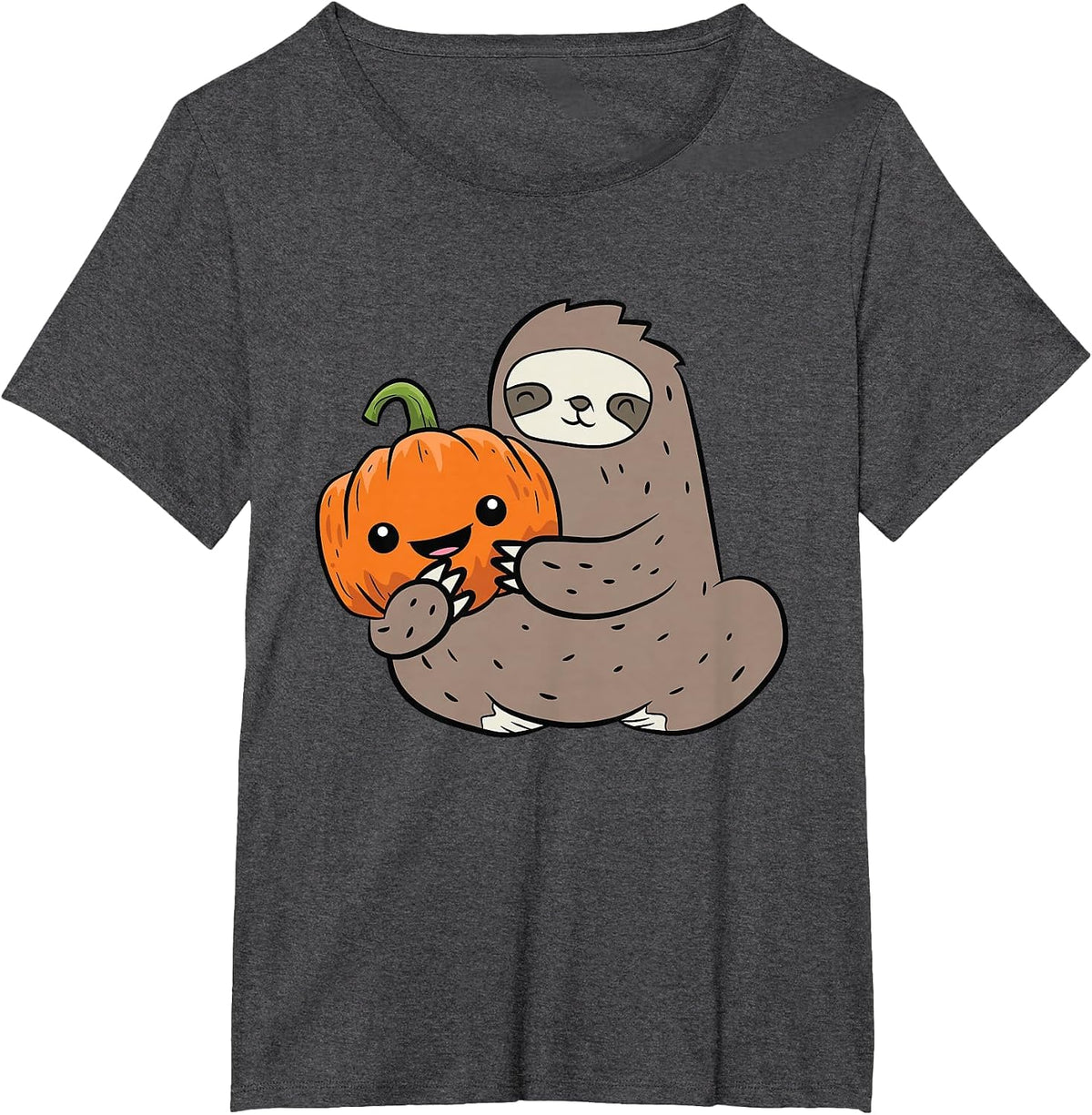 Sloth with Pumpkin Love Pumpkins and Sloth T-Shirt - Dark Heather Grey