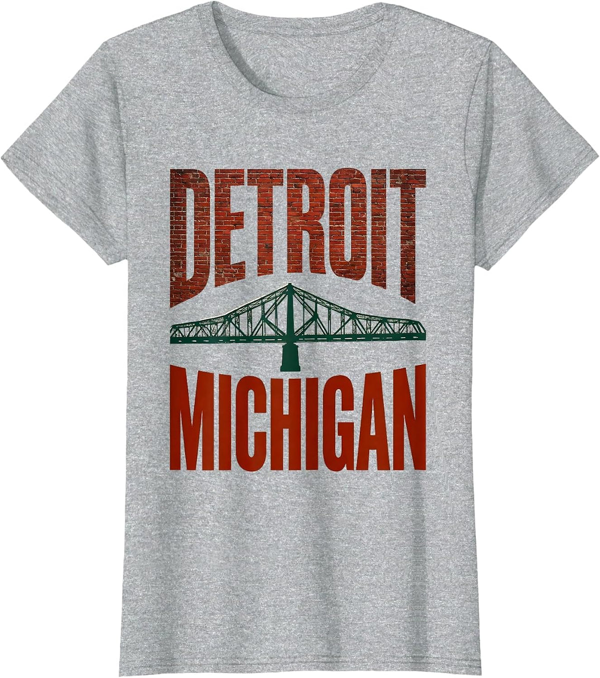 DETROIT MICHIGAN American Flag Baseball Weathered City Pride T-Shirt - Heather Grey
