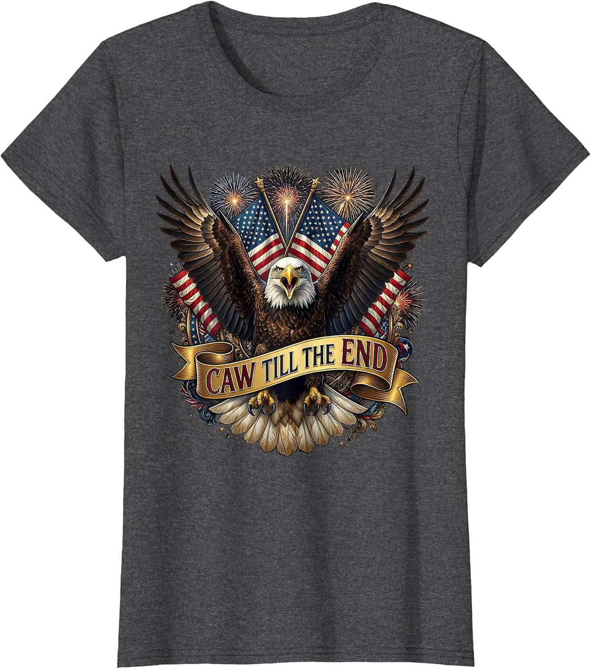Women's Caw Till The End Crow Lover Design T-Shirt - Dark Heather Grey