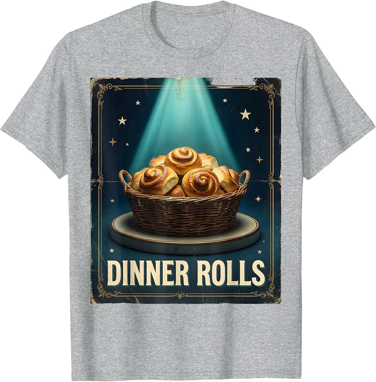 Men's Dinner Rolls Vintage Thanksgiving Bootleg Rap Tee Parody T-Shirt - Heather Grey