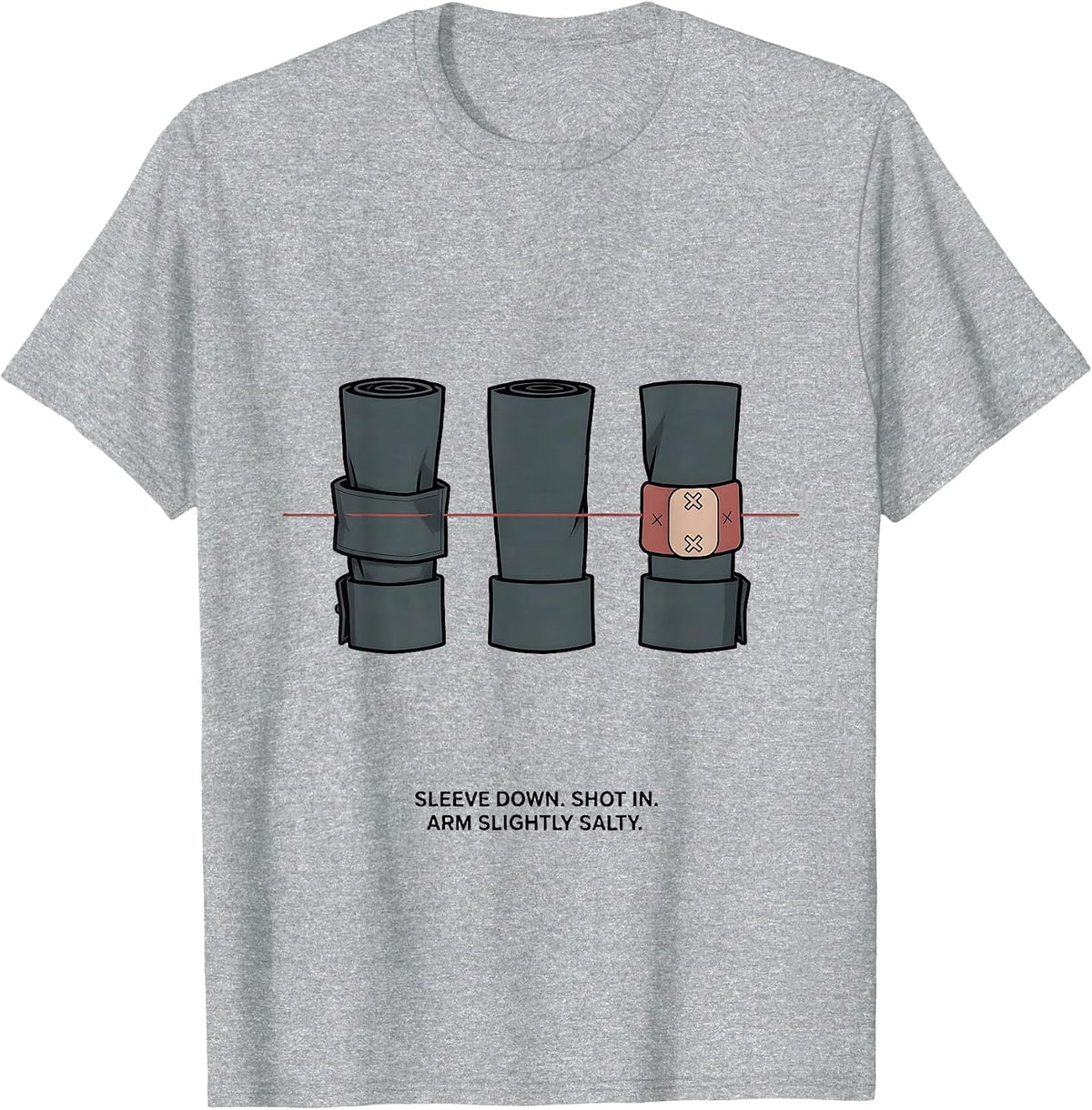 Men's Sleeve Down Shot In Arm Slightly Salty Funny Nurse T-Shirt - Heather Grey