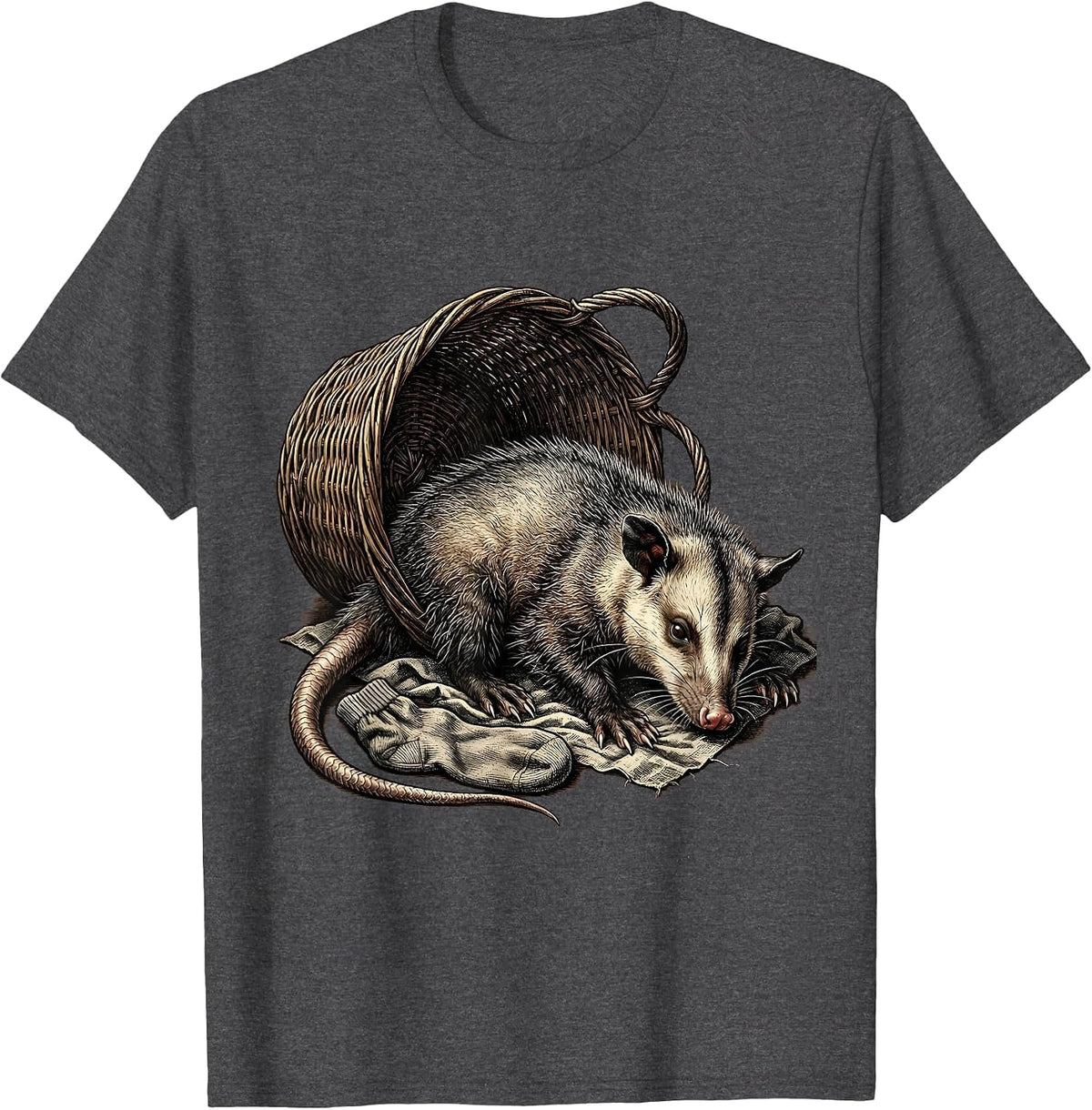 Men's Limp Opossum Vintage Funny Animal Meme T-Shirt - Dark Heather Grey