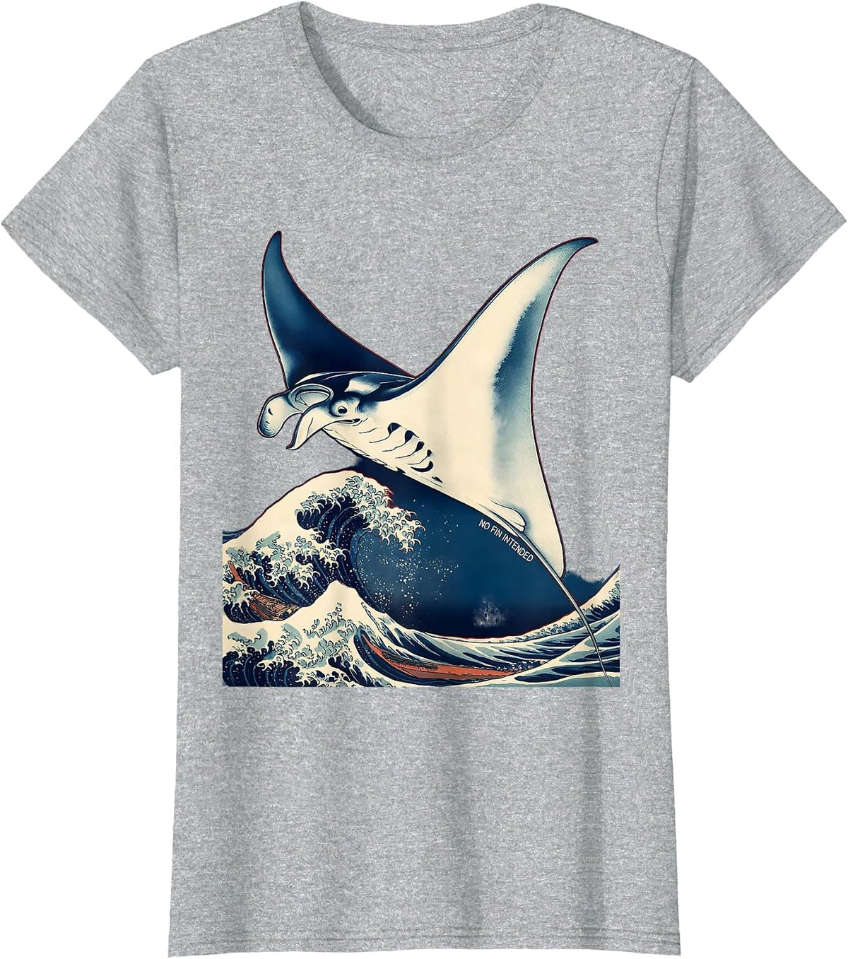 No Fin Intended Funny Shark Lover Ocean Animal Humor T-Shirt - Heather Grey