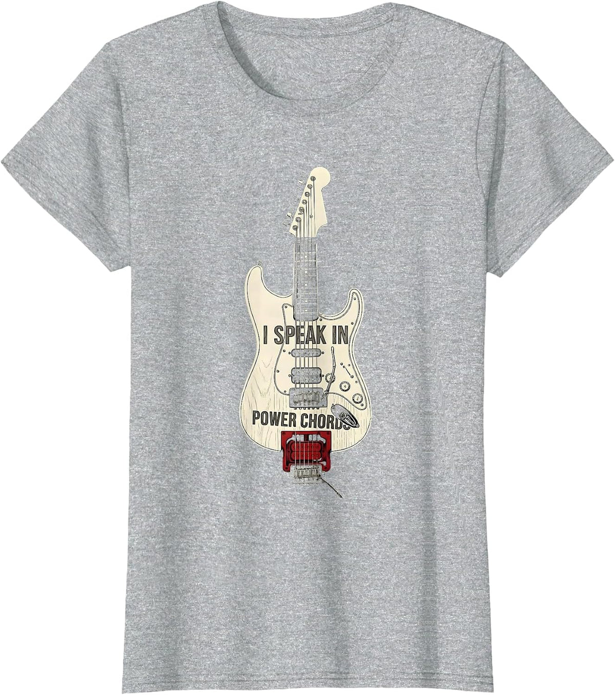 I Speak In Power Chords Metal Band Design T-Shirt - Heather Grey