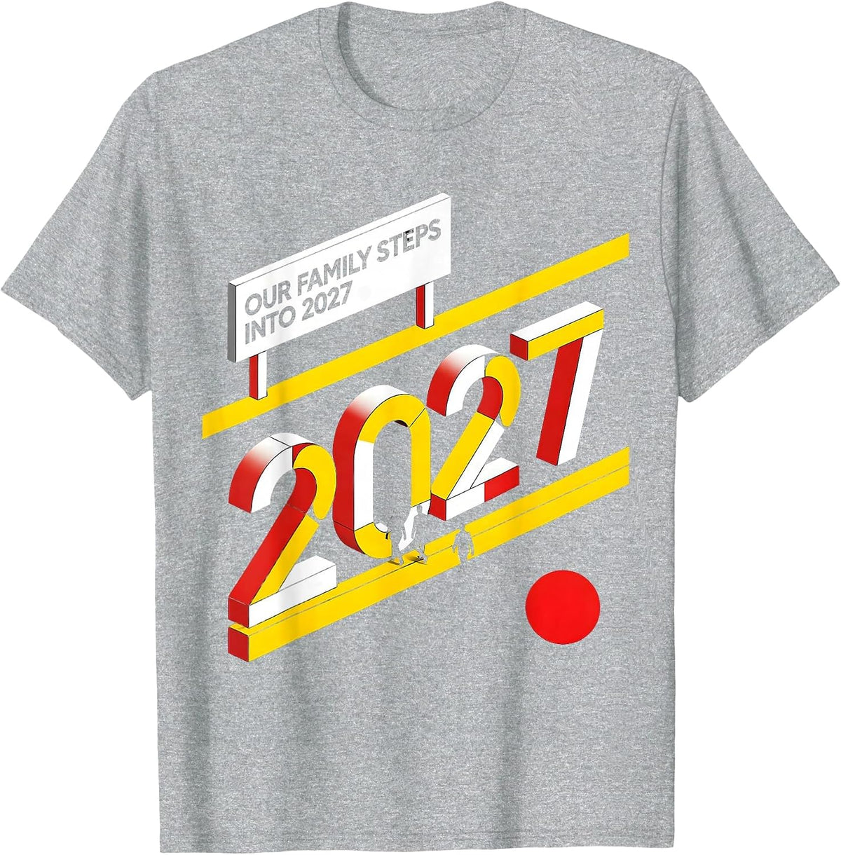 Men's Our Family Steps Into 2027 Bauhaus Modernist Family Party T-Shirt - Heather Grey