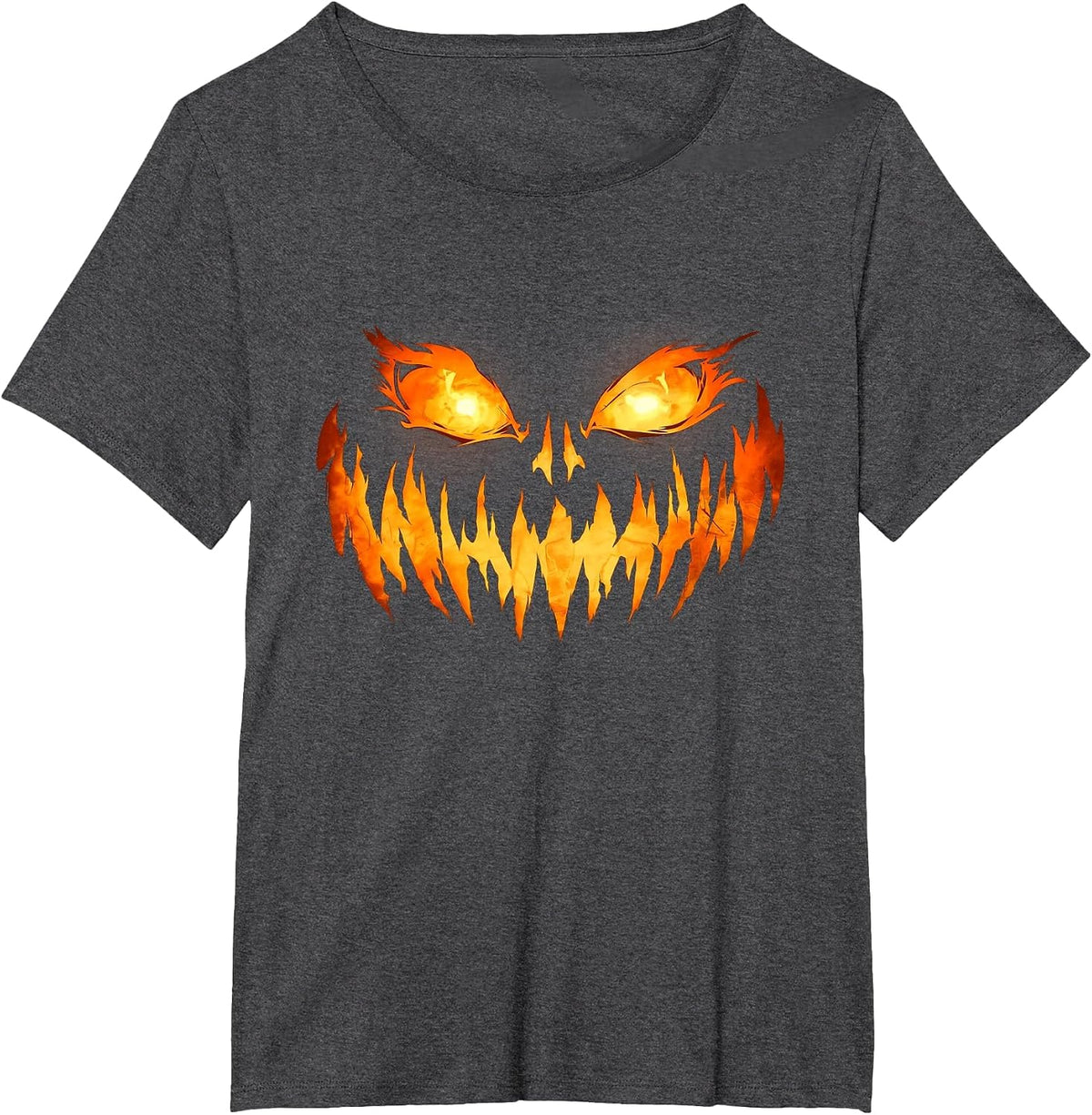 Scary Spooky Jack O Lantern Face Pumpkin Halloween Men Boys T-Shirt - Dark Heather Grey
