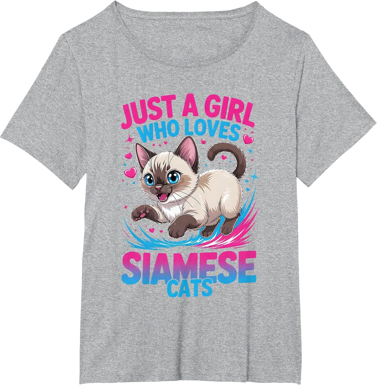 Girls Siamese Cat T-Shirt - Heather Grey