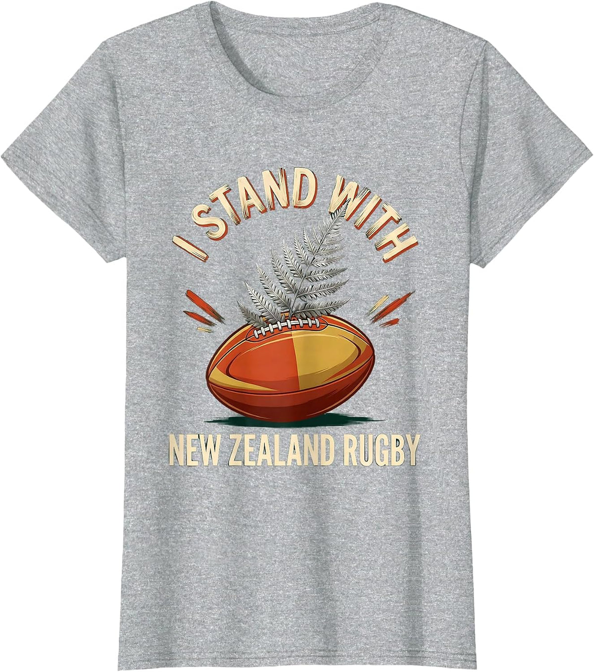 I Stand With New Zealand Rugby Vintage Kiwi Rugby Fan Gift T-Shirt - Heather Grey