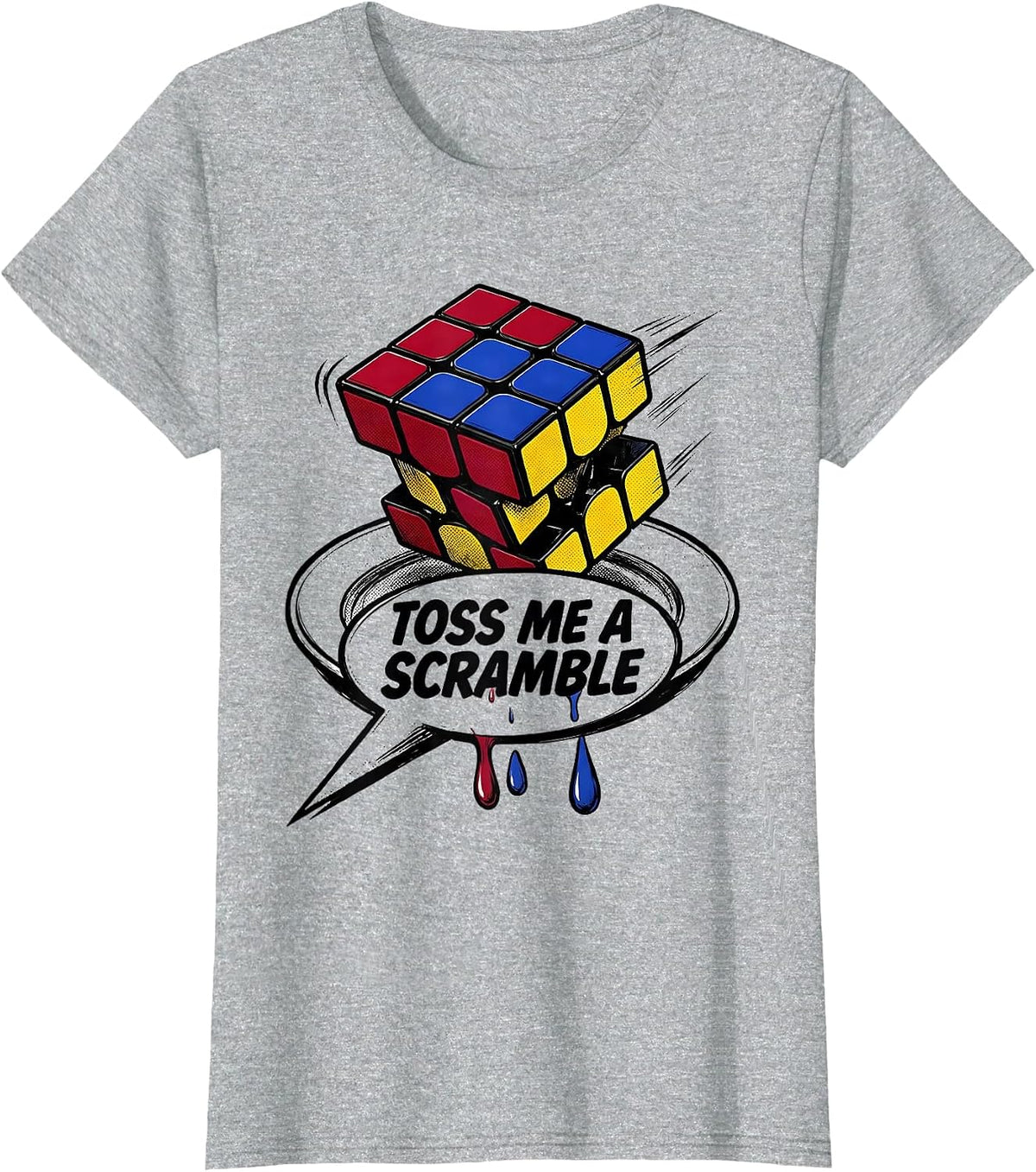 Toss Me A Scramble Funny Speed Cubing Puzzle Cube Humor T-Shirt - Heather Grey