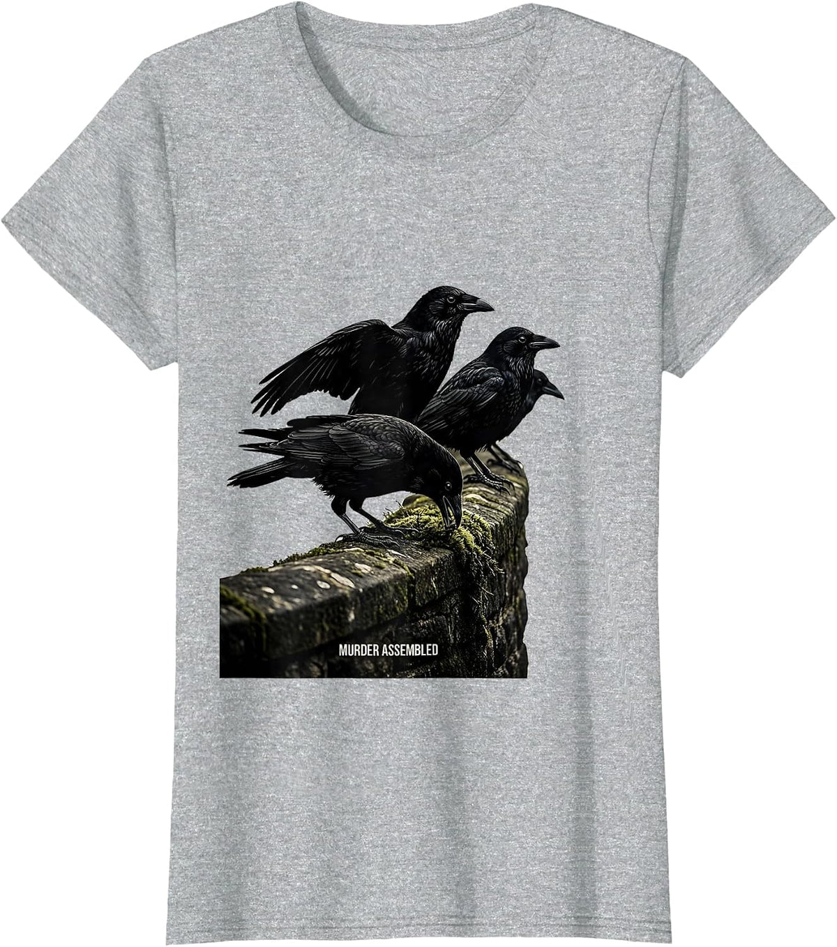 Murder Assembled Dark Humor Crow Raven Bird Lover Gothic T-Shirt - Heather Grey