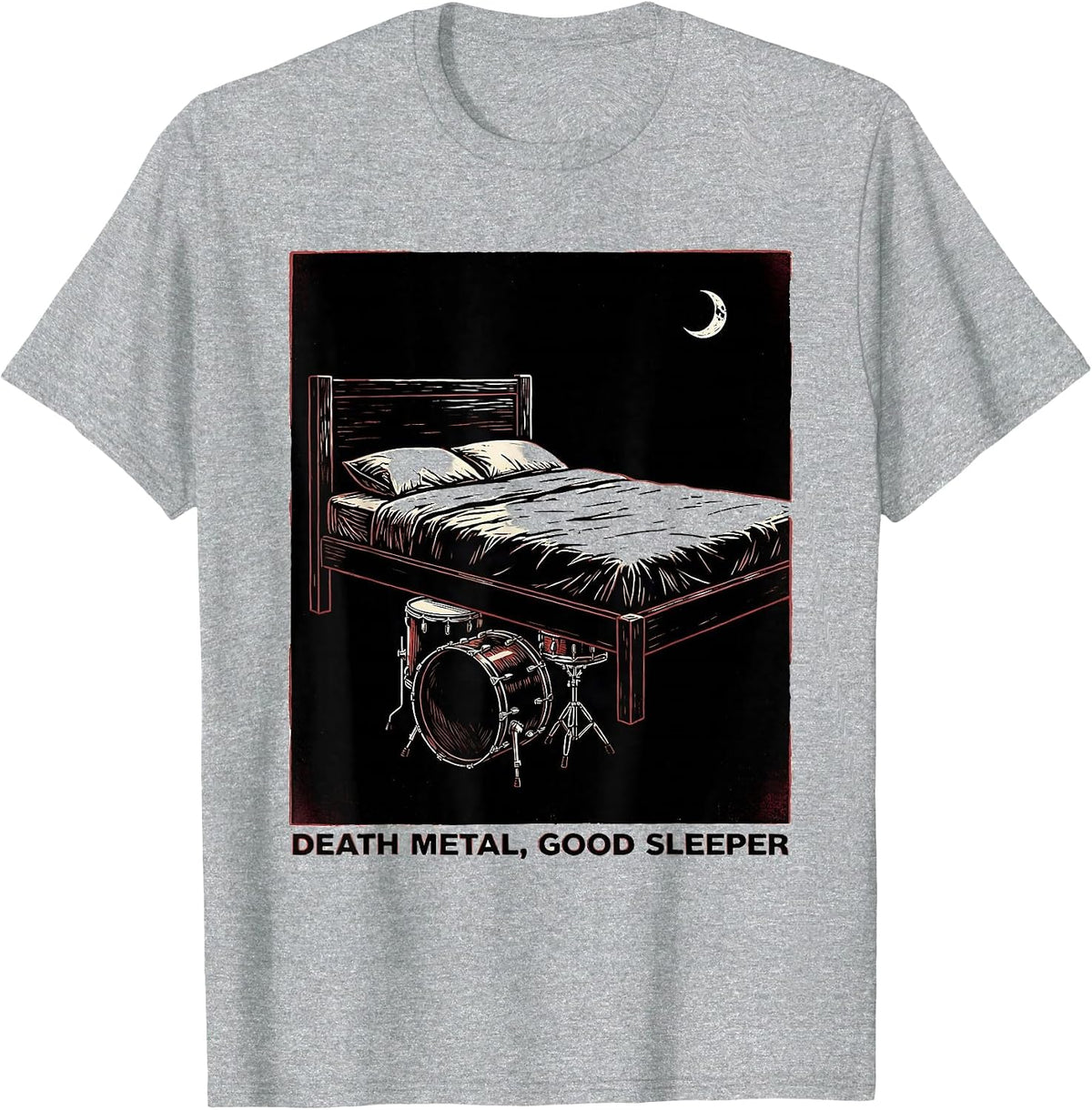 Men's Death Metal Good Sleeper Funny Metalhead Irony T-Shirt - Heather Grey