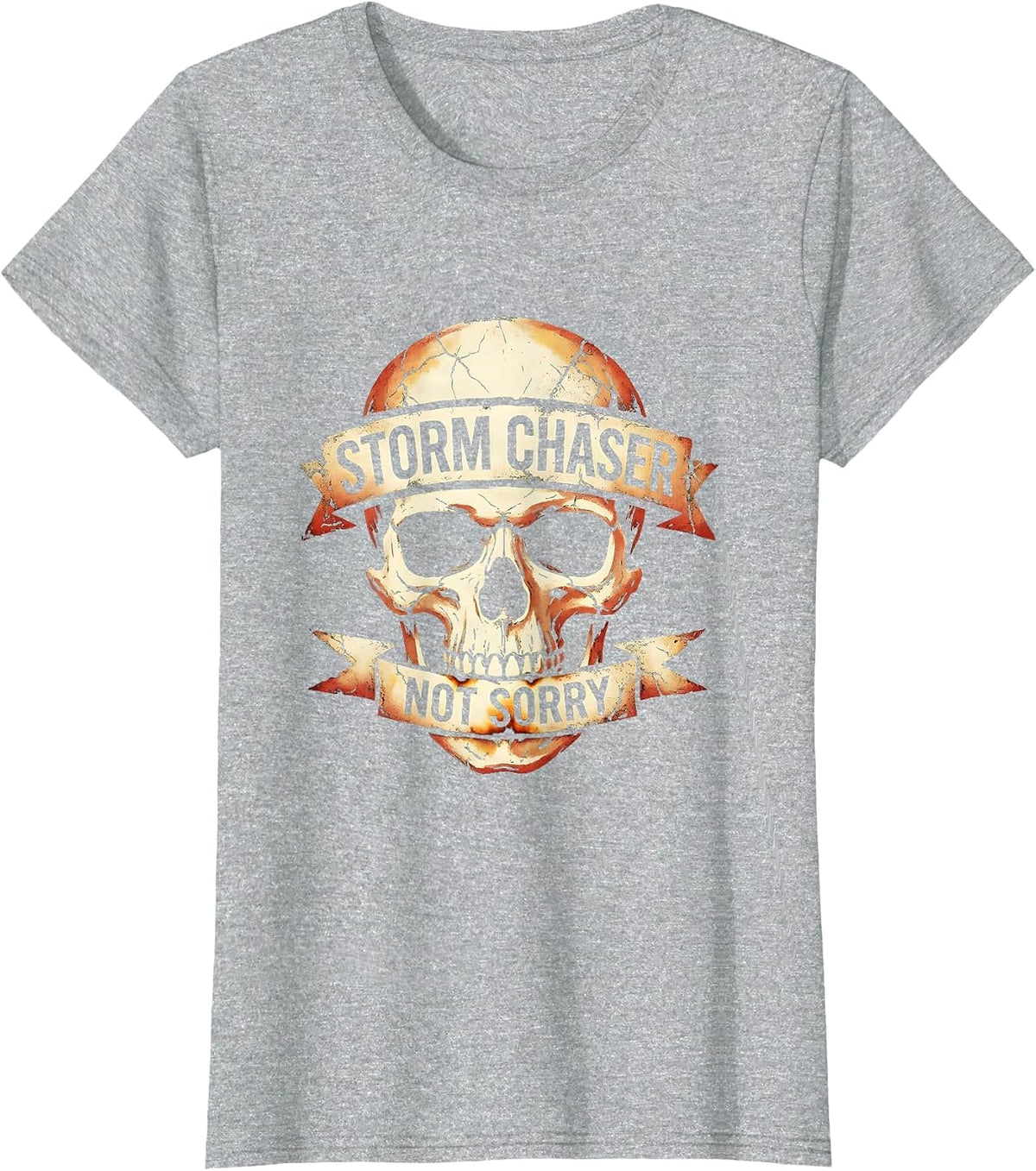Women's Storm Chaser Not Sorry Pirate Design T-Shirt - Heather Grey