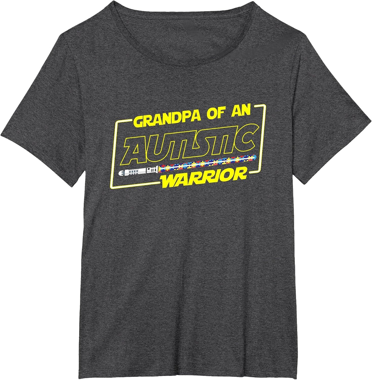 Autistic Autism Awareness Warrior Grandpa T Shirt Men Papa T-Shirt - Dark Heather Grey