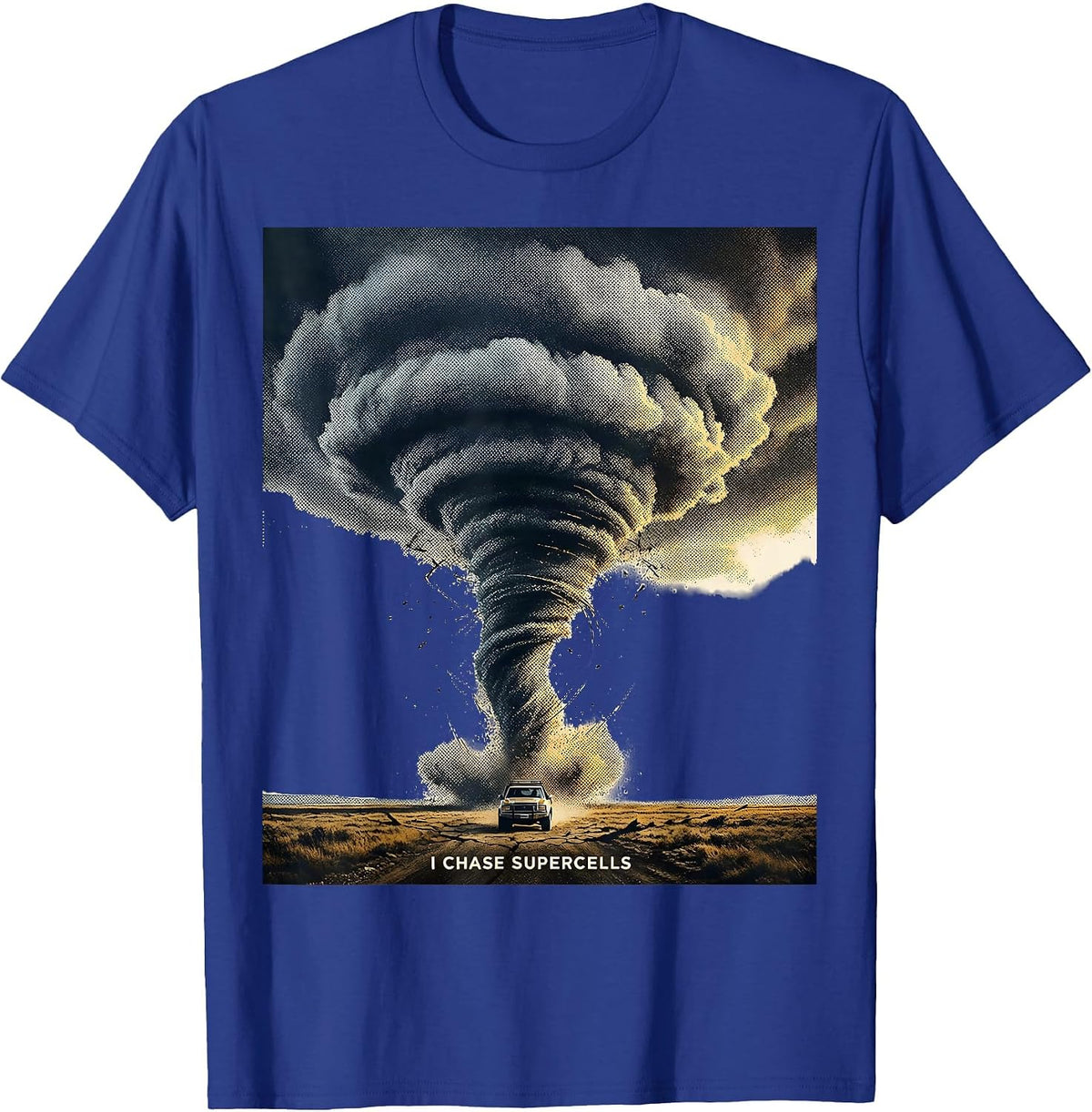 Men's I Chase Supercells Storm Chaser Tornado Meteorology Weather T-Shirt - Royal Blue