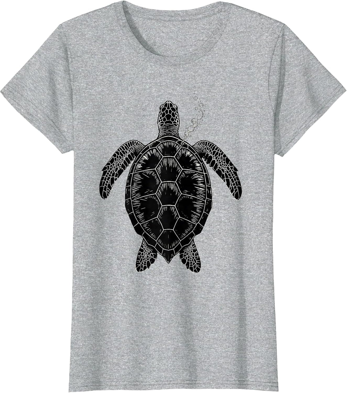 Sea Turtle Scratchboard Ocean Animal Beach Art T-Shirt - Heather Grey