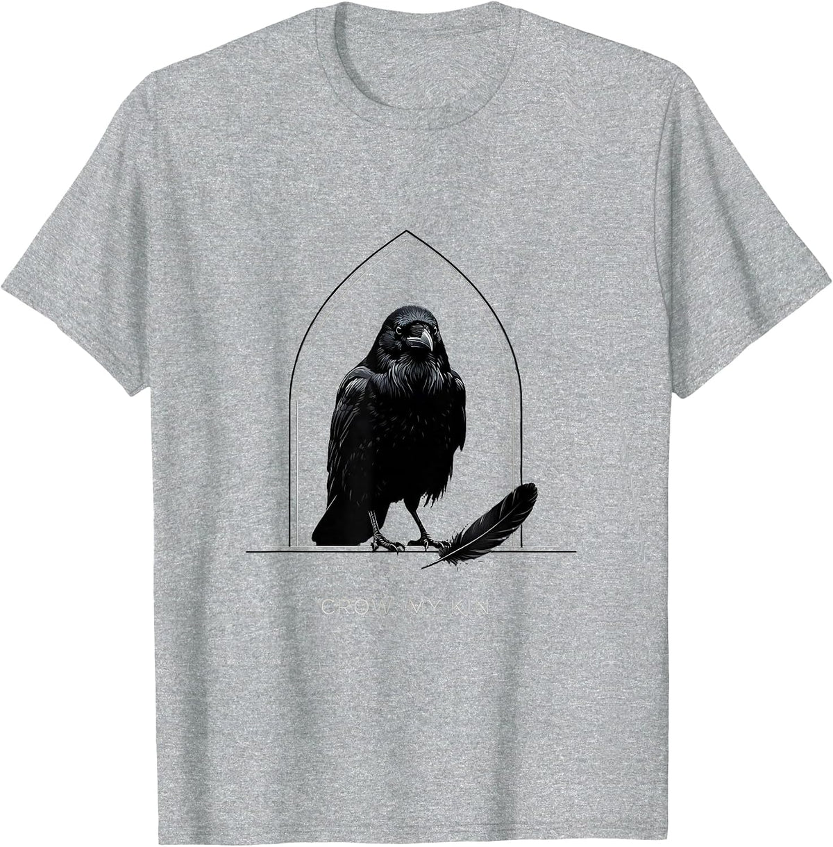 Men's Crow My Kin Minimalist Gothic Raven Silhouette Bird Lover T-Shirt - Heather Grey