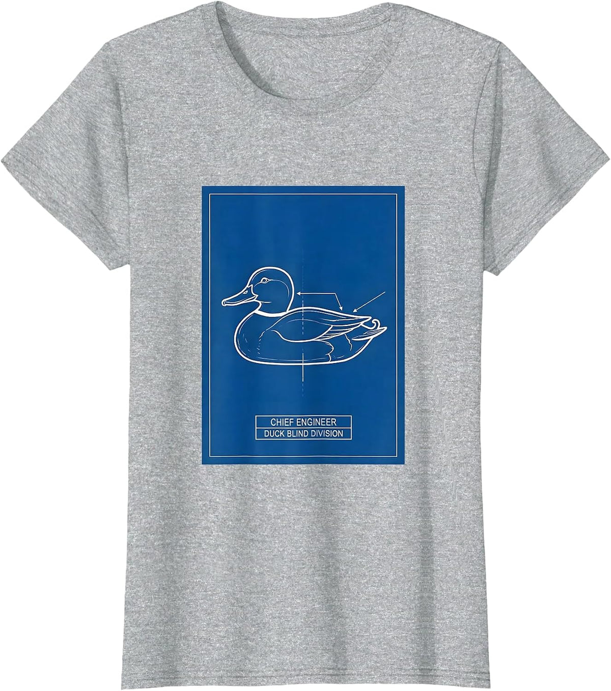 Women's Chief Engineer Duck Blind Division Funny Duck Hunter Gift T-Shirt - Heather Grey