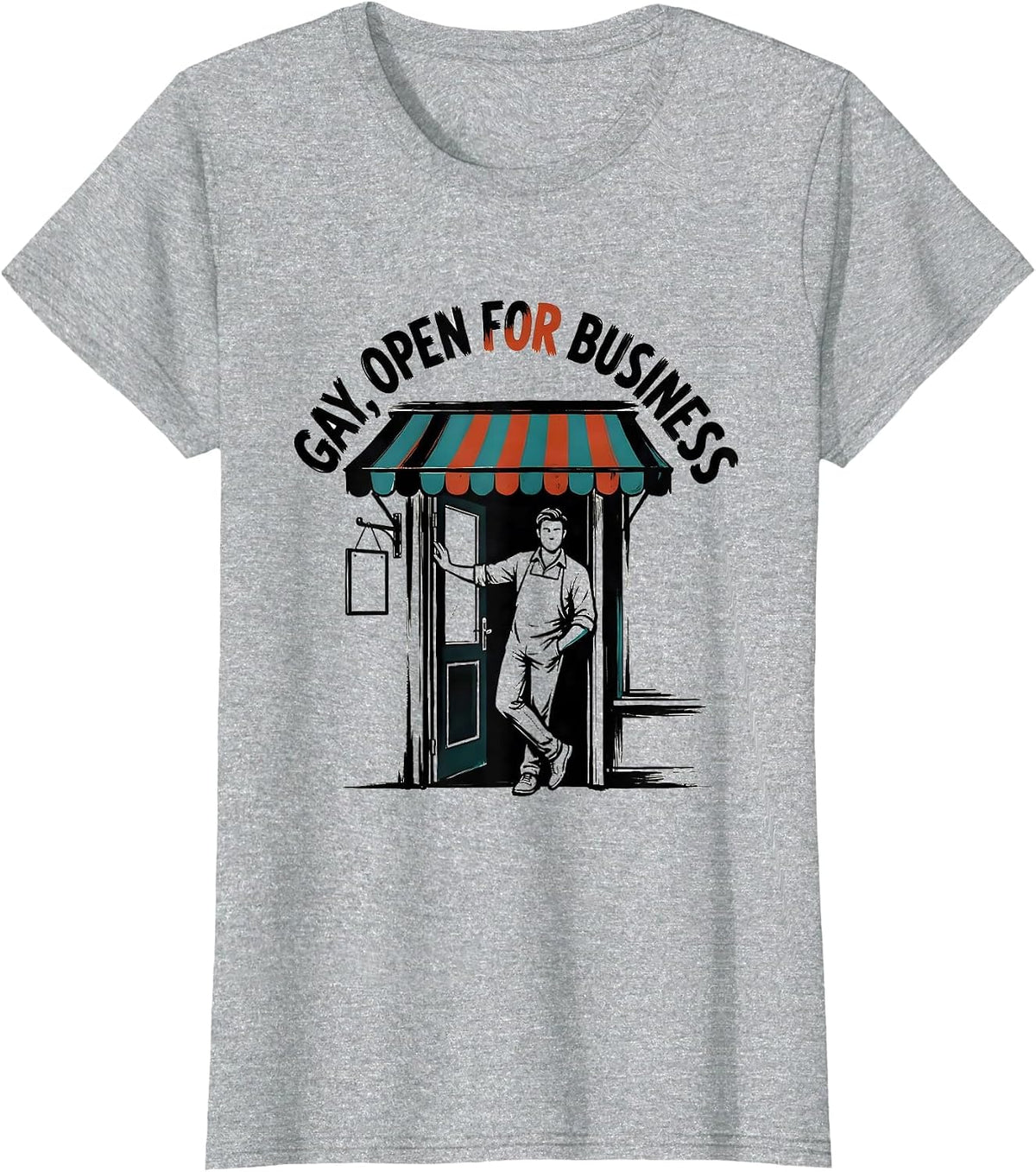 Women's Gay Open For Business Funny LGBTQ Pride Identity Humor T-Shirt - Heather Grey