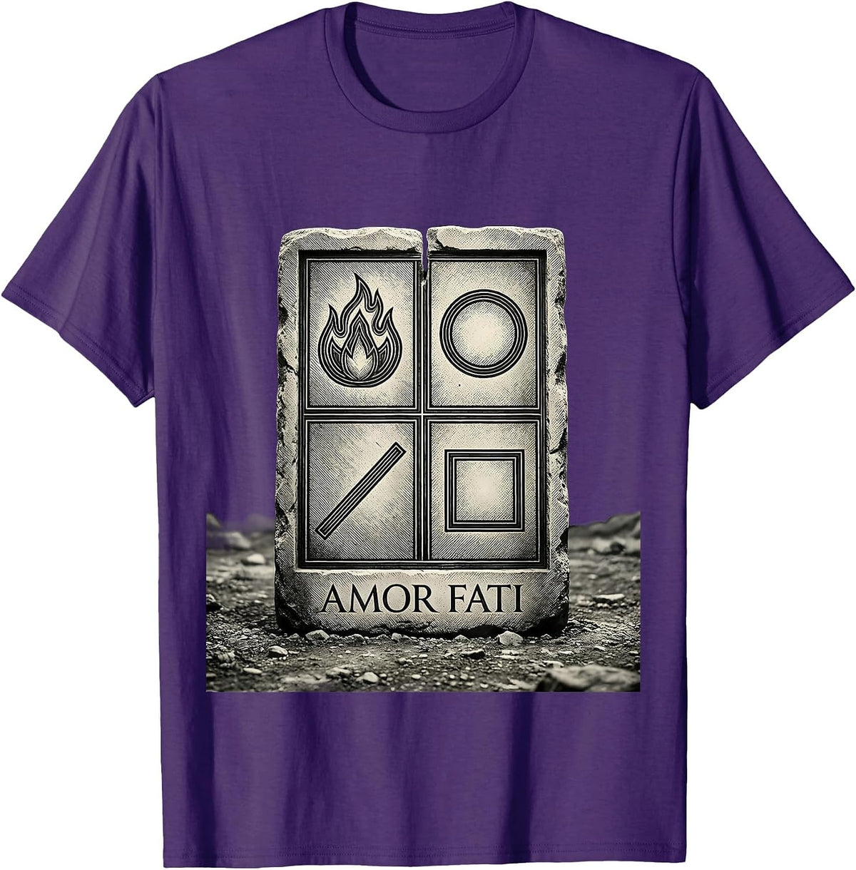 Amor Fati Stoic Philosophy Quote Marcus Aurelius Meditation T-Shirt - Purple