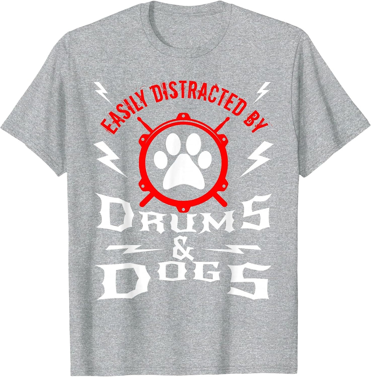 Drummer Drums and Dog Owner Percussion Dad Funny T-Shirt - Heather Grey