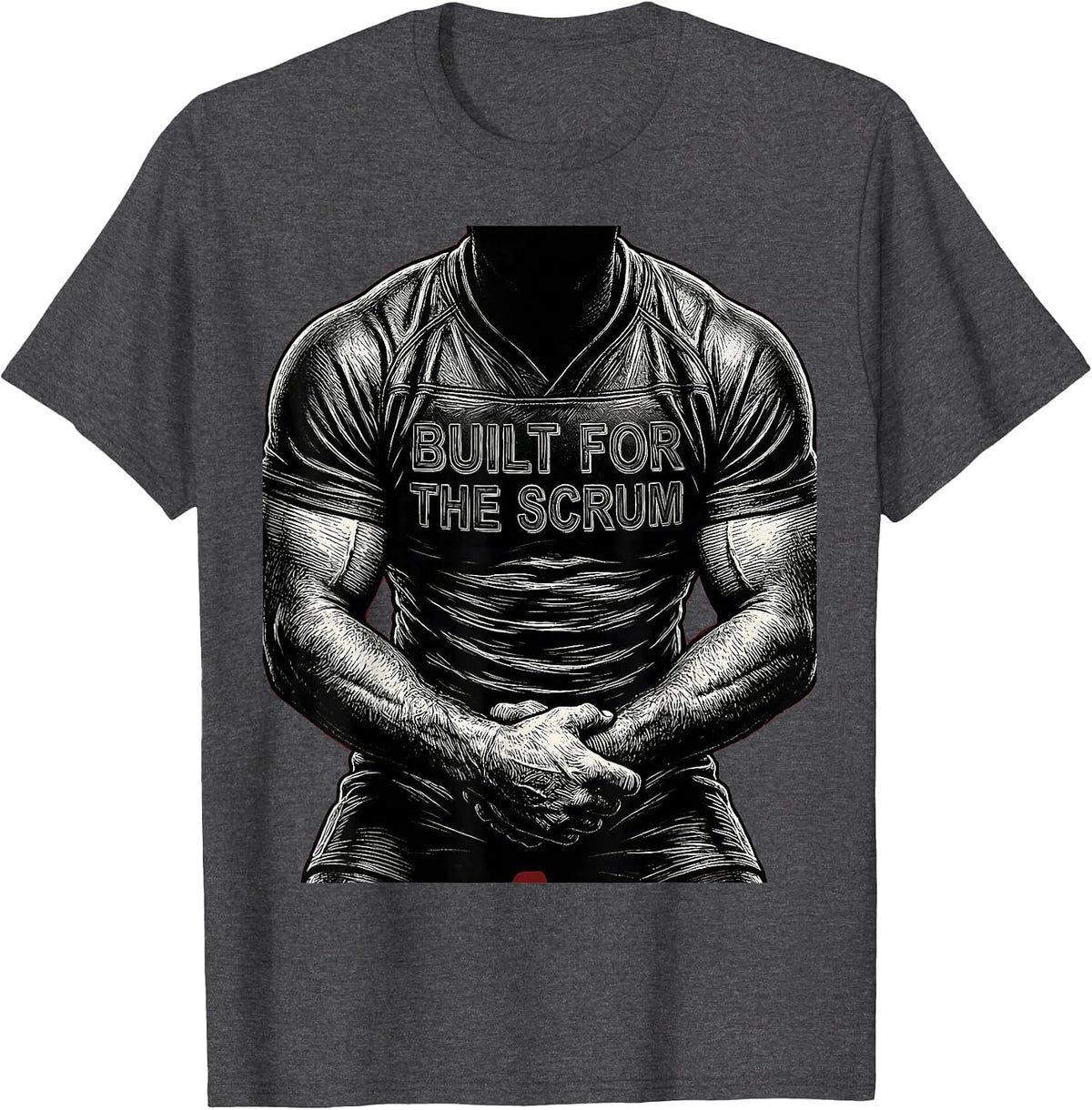 Built for the Scrum Rugby Graphic Design T-Shirt - Dark Heather Grey