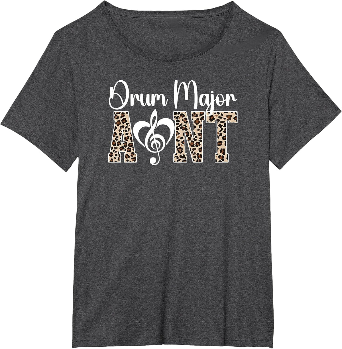 Drum Major Aunt of A Drum Major Auntie Leopard T-Shirt - Dark Heather Grey